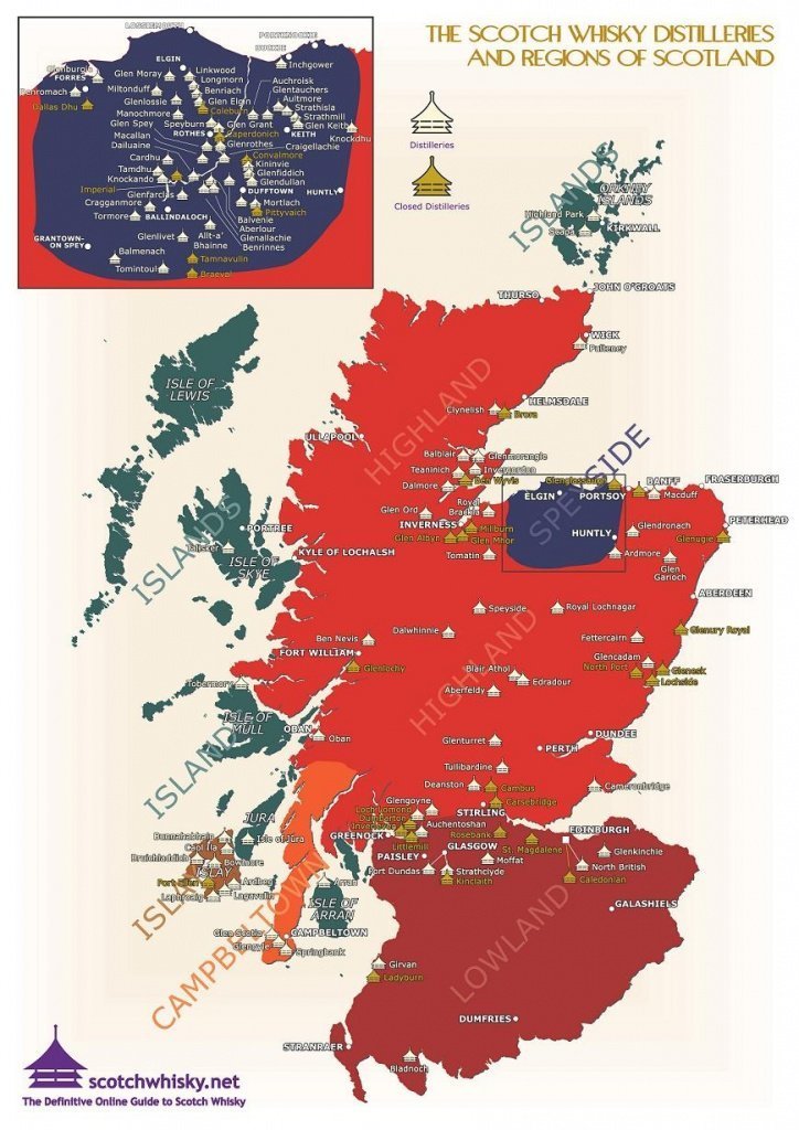 Карта островов шотландского виски